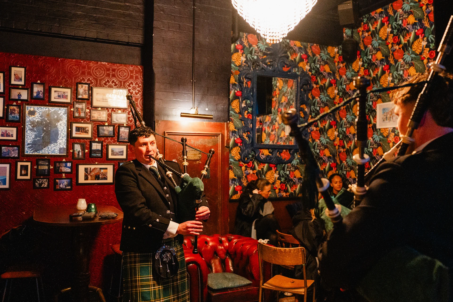 The Snug at Nortons Digbeth with heritage red leather booths, vintage chandelier and intimate bar