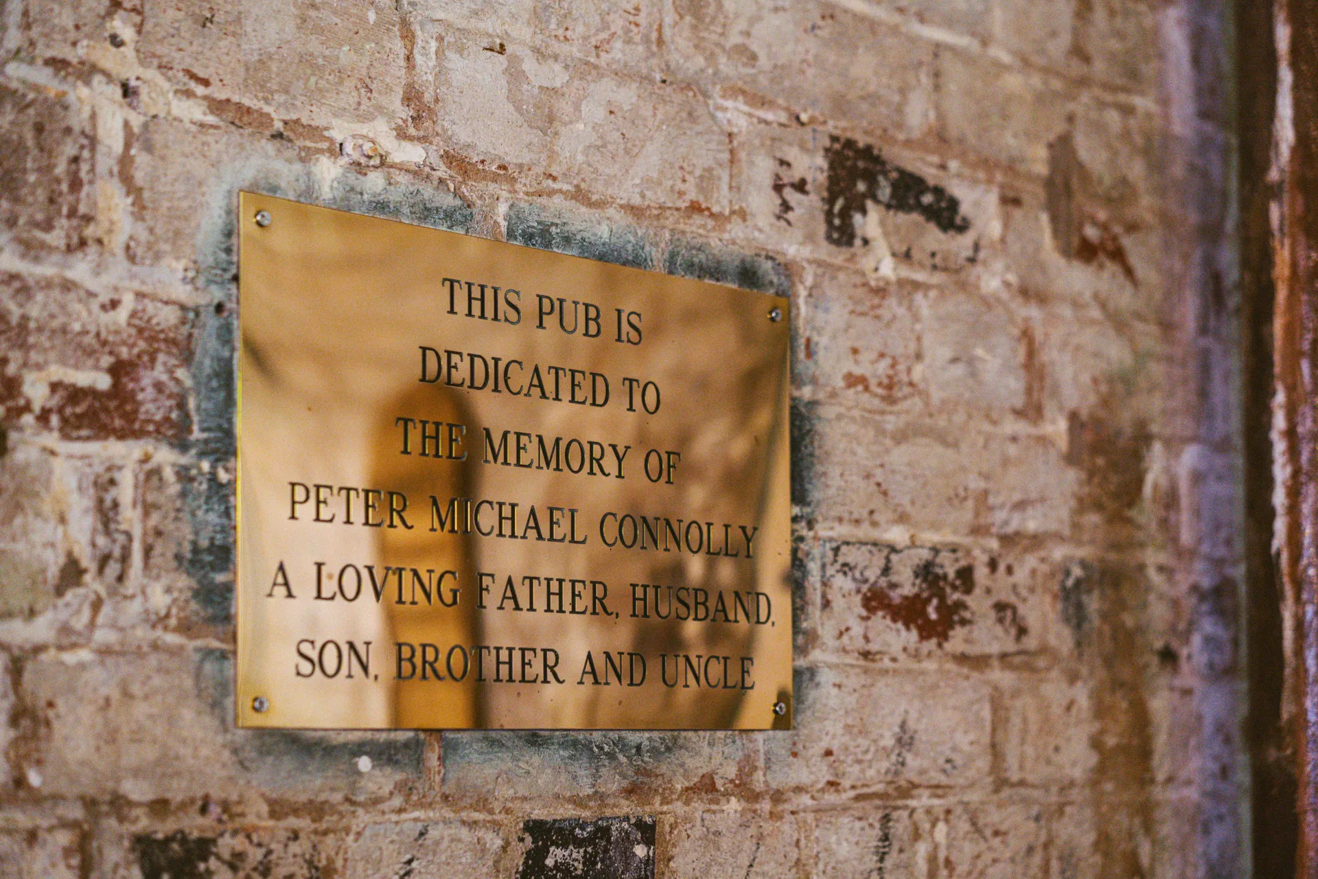 Peter Michael Connolly memorial plaque at Nortons Digbeth